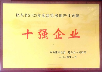 肥東縣2023年度建筑房地產(chǎn)業(yè)貢獻十強企業(yè)